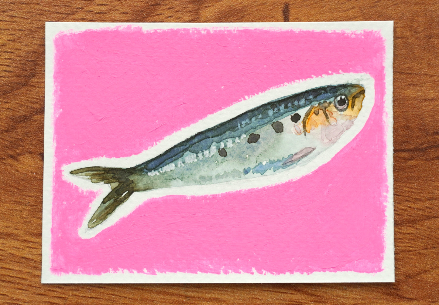 Mini Pink Sardine Original Painting #3