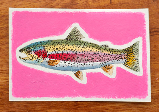 Mini Pink Trout Original Painting #1