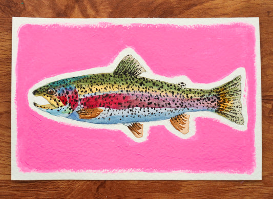 Mini Pink Trout Original Painting #3