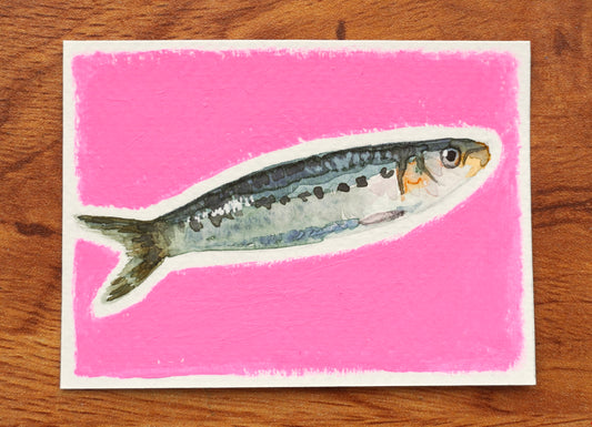 Mini Pink Sardine Original Painting #1