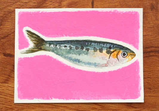 Mini Pink Sardine Original Painting #2