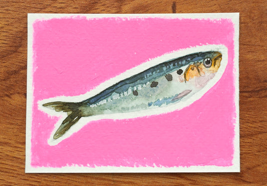 Mini Pink Sardine Original Painting #3