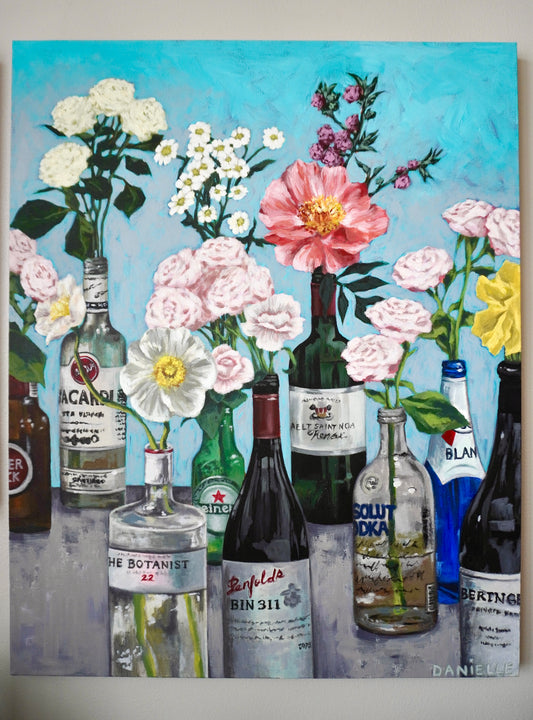 Bloom and Bottles Original Painting