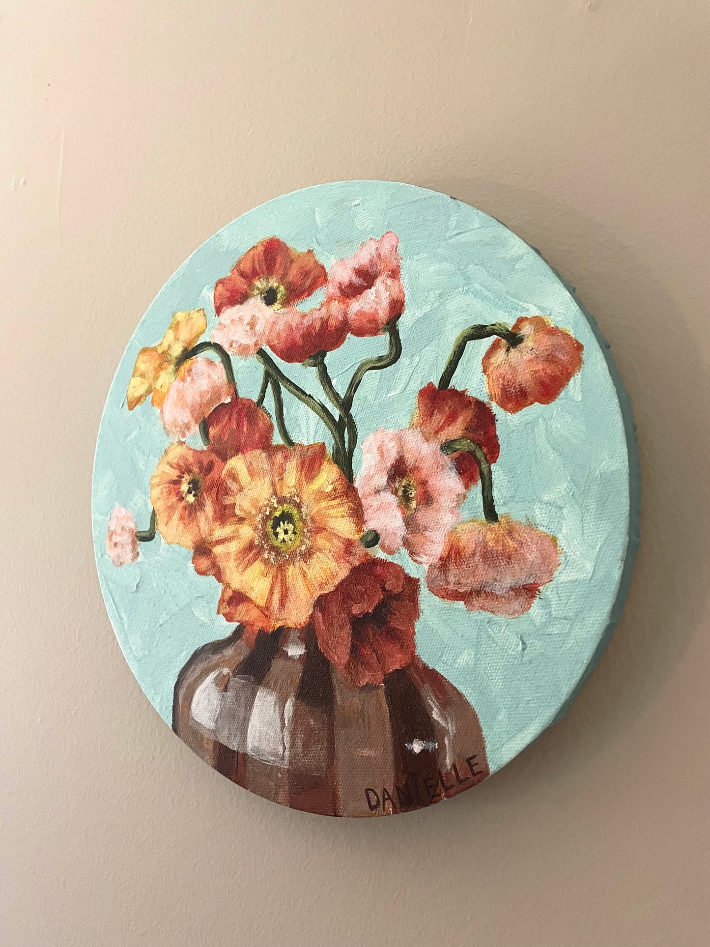 Stripes & Poppies Original Painting