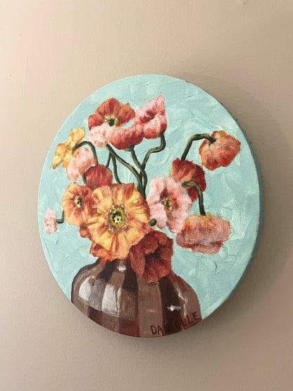 Stripes & Poppies Original Painting